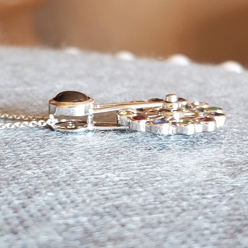 MULTIGEMSTONE Ferris wheel pendant necklace 1.75ctw platinum over sterli… - Picture 7 of 11
